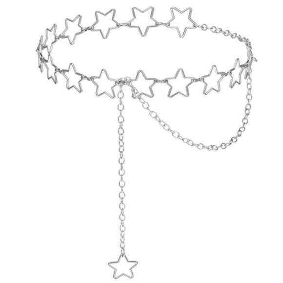 Women’s Silver Star Waist Chain Belt Adjustable Stainless Steel Body Chain
